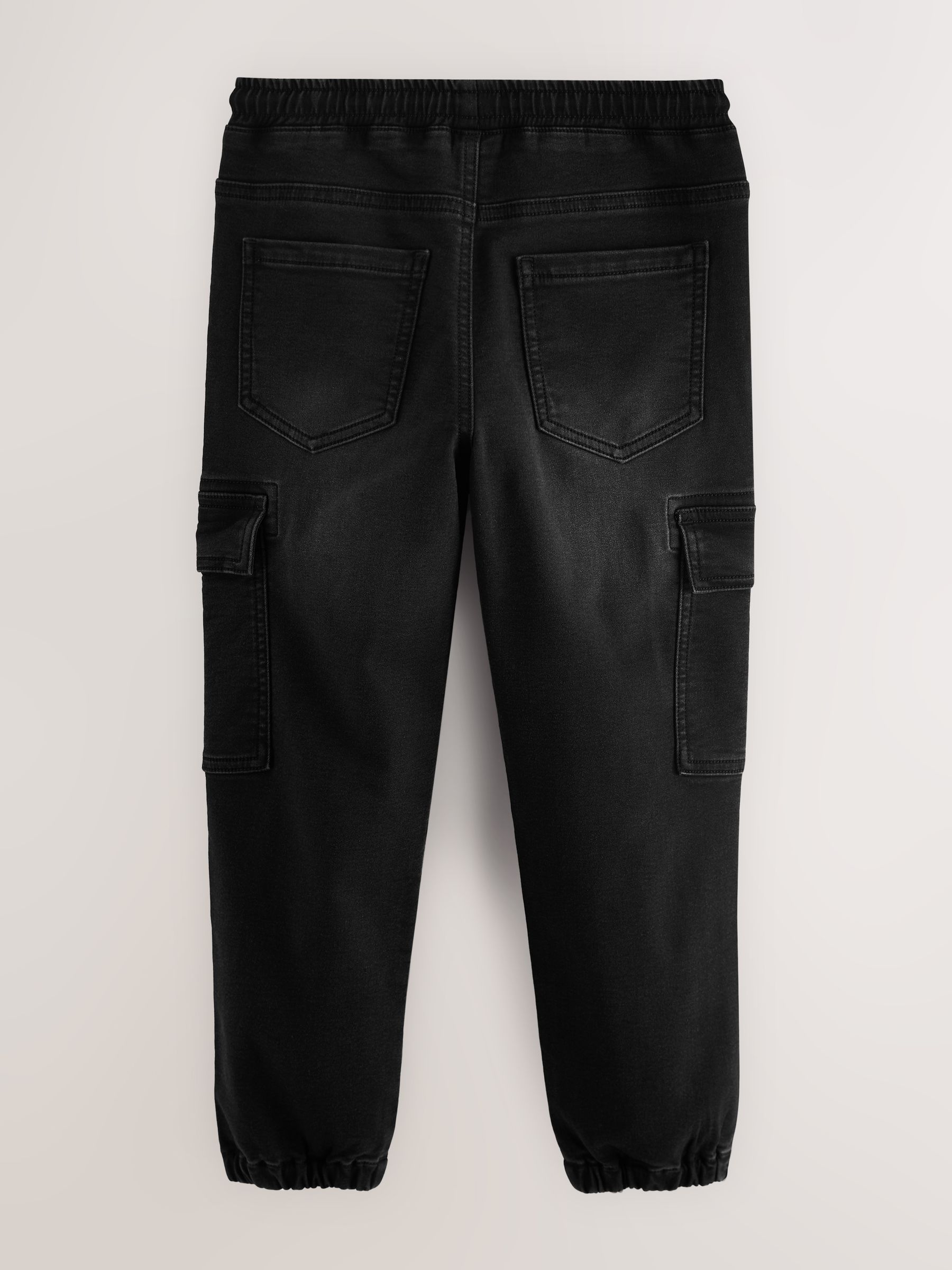 Zwart - Cargo jeans met elastische taille (3-16 jr)