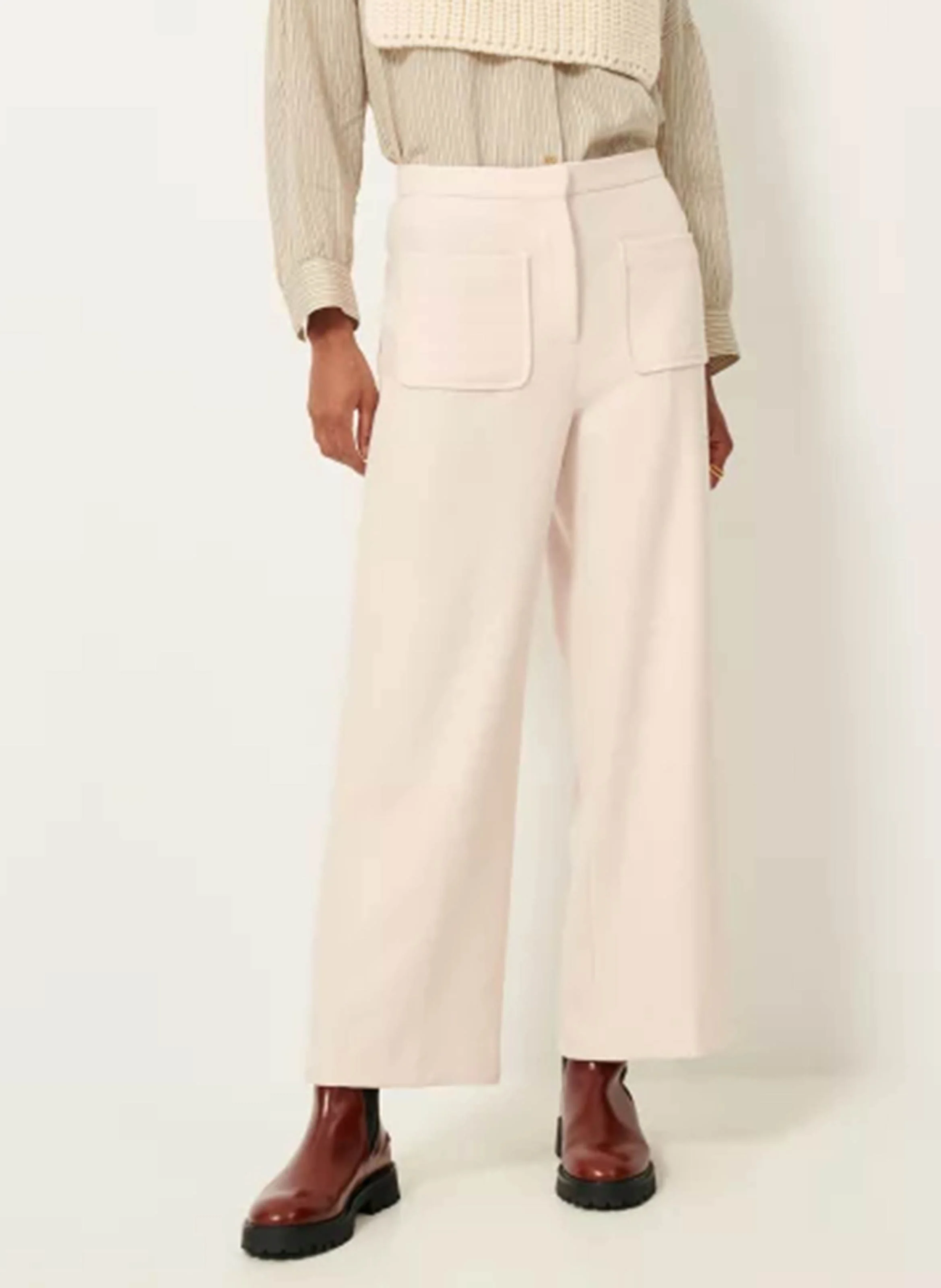 ALBERWOOL - Pantalon droit à plis marqués | Beige