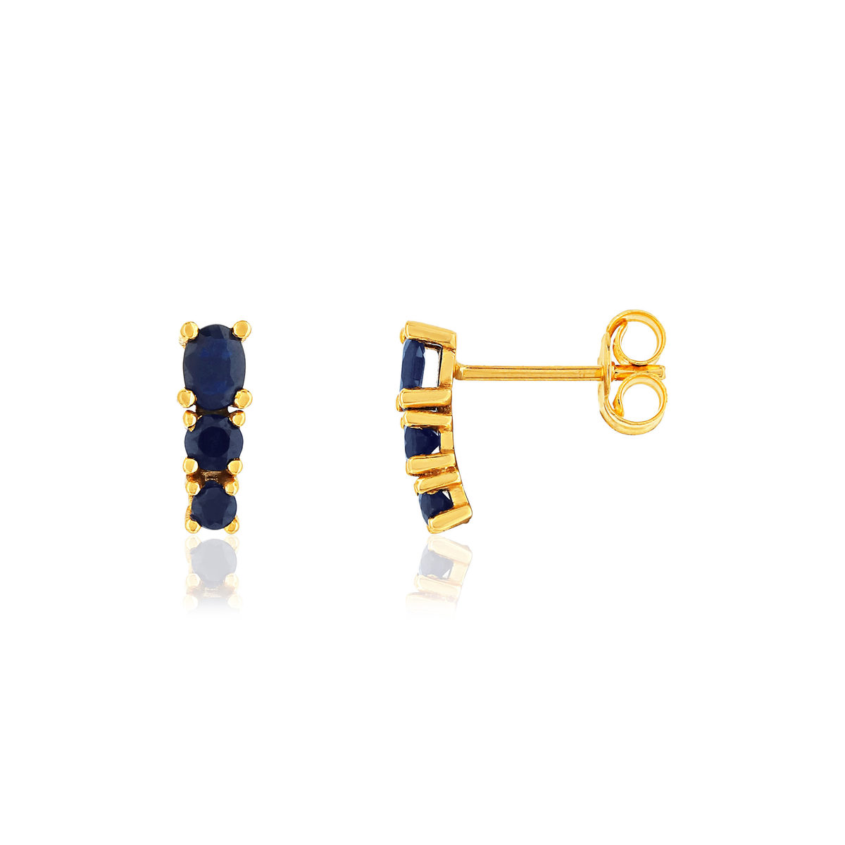Boucles d'oreilles or jaune 375 saphirs