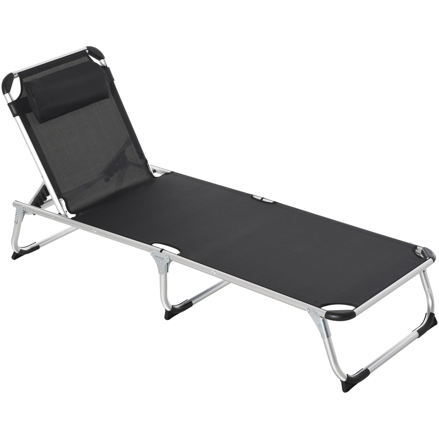 Outsunny Gartenliege 5-stufig verstellbar schwarz