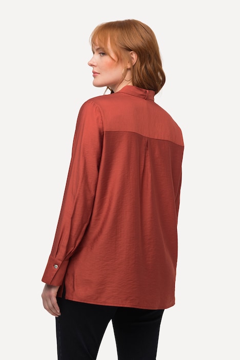 Schluppen-Bluse, Mikrostreifen, V-Ausschnitt, Langarm