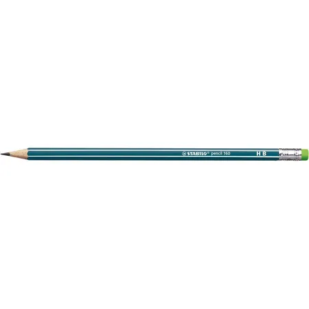 Bleistift mit Radiergummi - STABILO pencil 160 in petrol - Einzelstift - Härtegrad HB