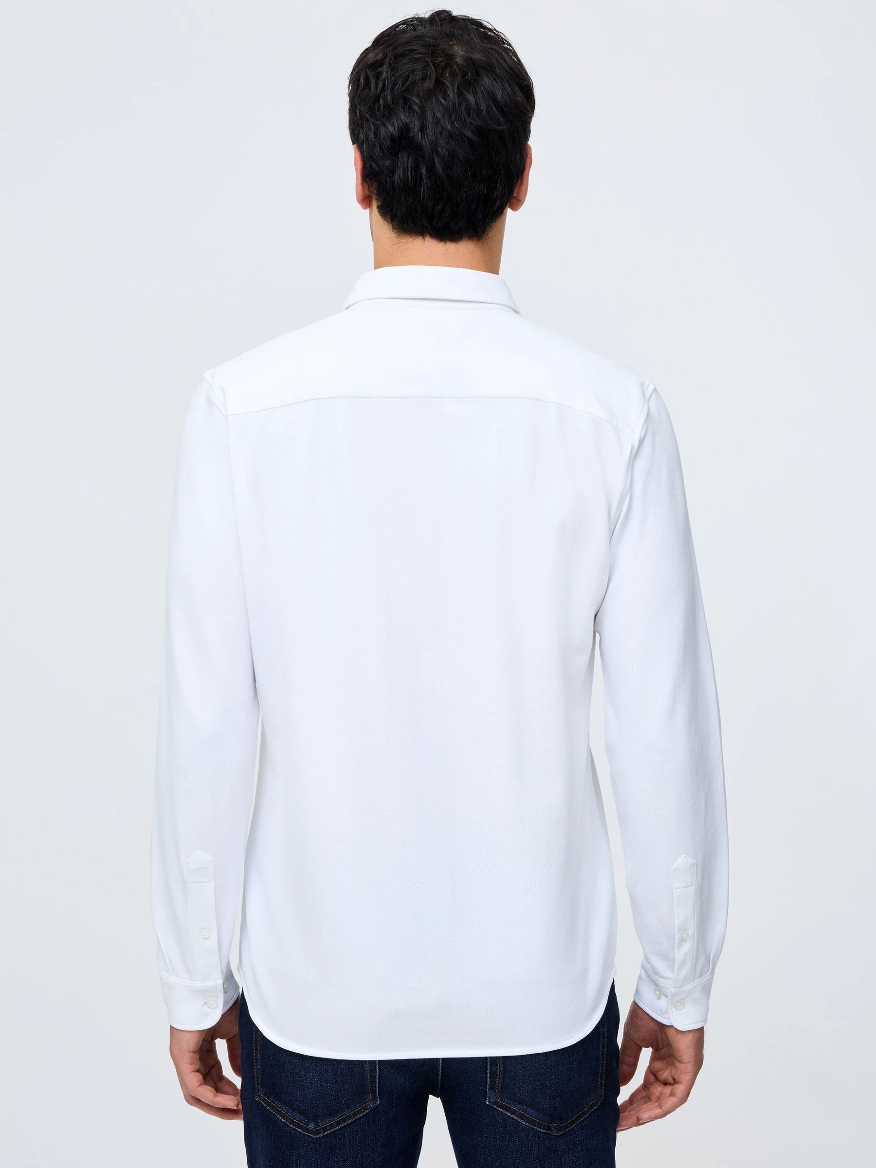 French Connection Stretch Pique Jersey Long Sleeve Button Up Shirt