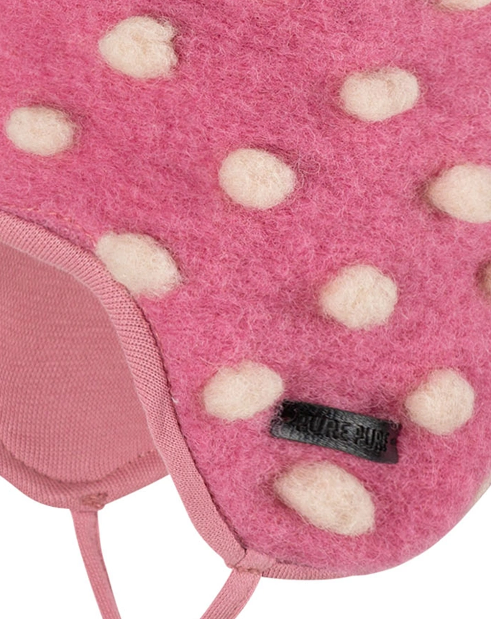 Fleece-Zipfelmütze WALK DOTS mit Wolle in dusty pink/creme