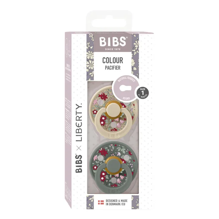 Bibs Tétines en caoutchouc naturel Bibs x Liberty - Set de 2 | Vert forêt