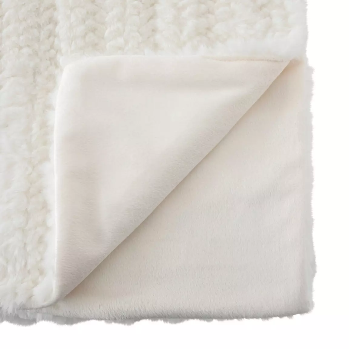 Plaid fausse fourrure (160 cm) Liani Ivoire