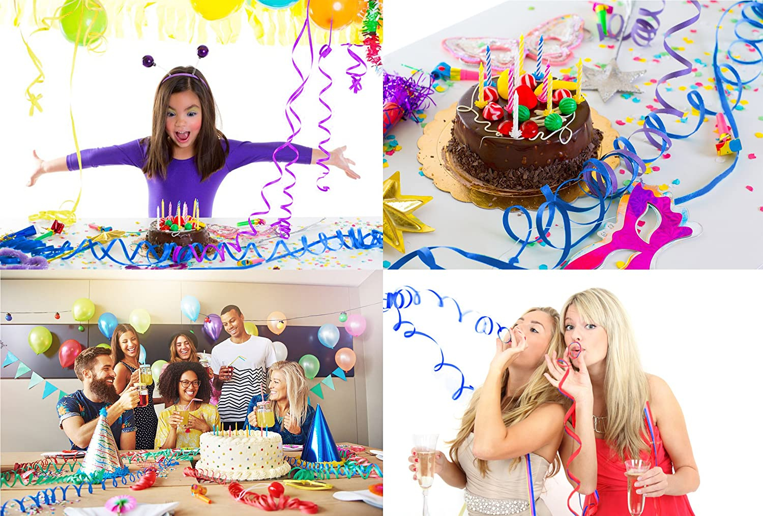 (3er Set) 4m Papier Luftschlangen Party Tisch Deko Metallic Rollen für Geburtstag / Hochzeit / Fasnacht - Silber