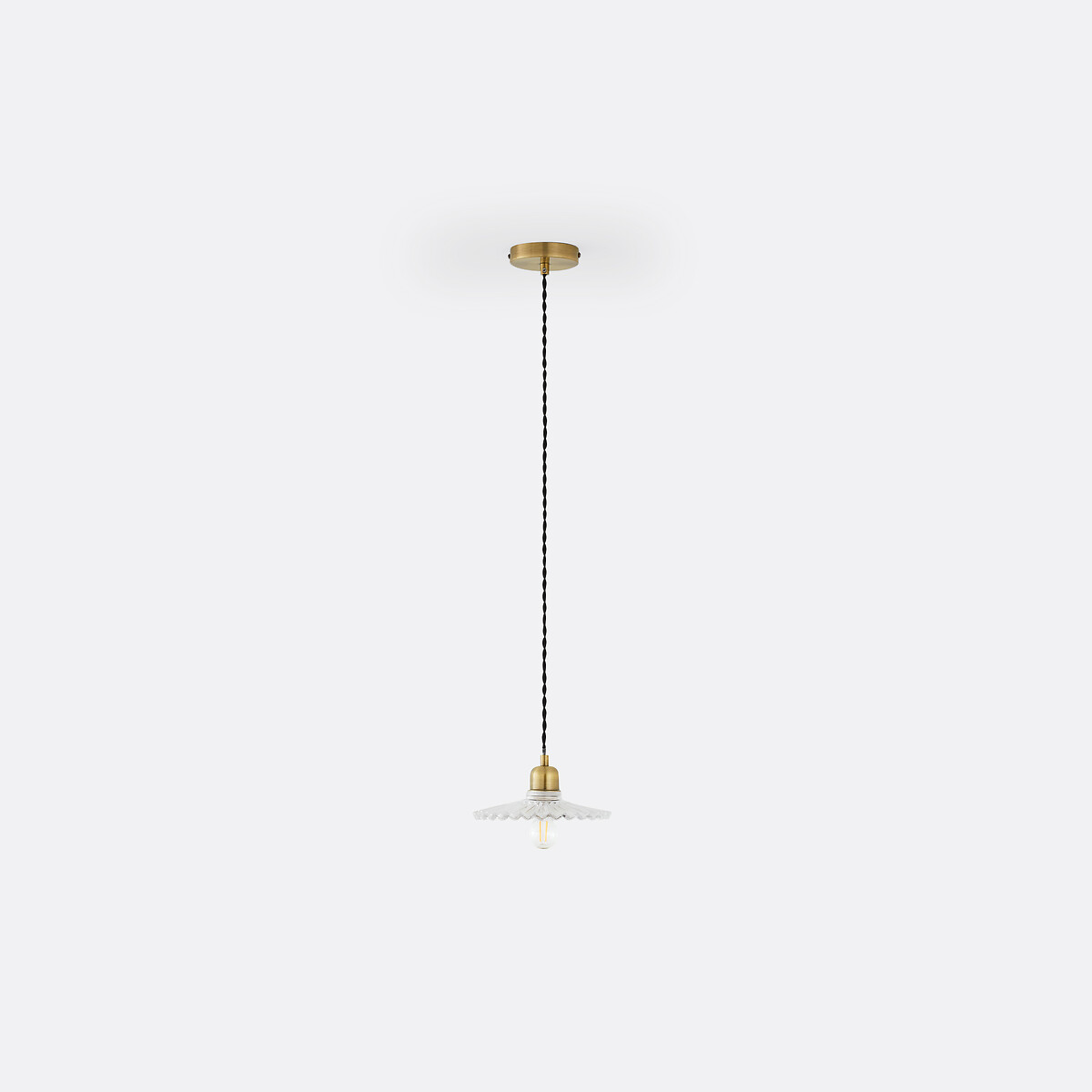 LA REDOUTE INTERIEURS<br>Luminária pendente em latão e vidro canelado Ø20 cm, Iloa