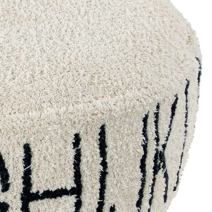 Lorena Canals - ABC Pouf, Ø 70 cm, natur / schwarz