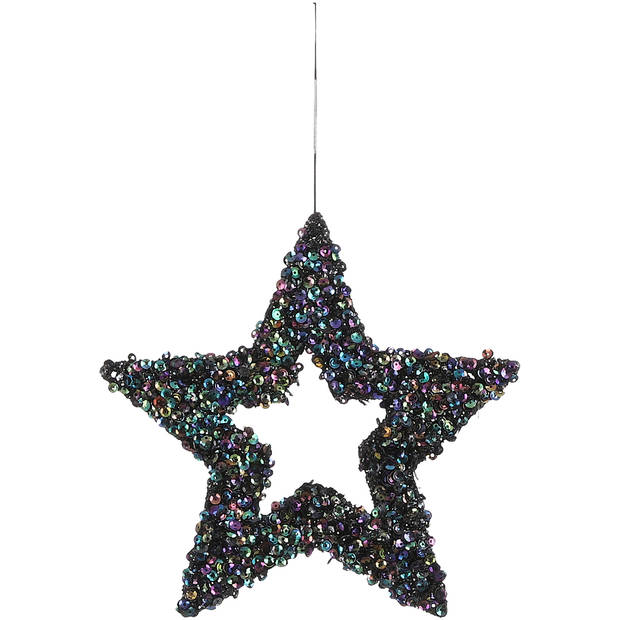 Kersthanger Ster zwart 20cm