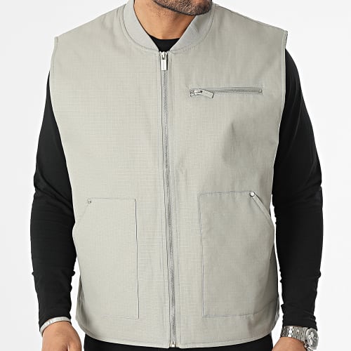 Veste Zippée Sans Manches Gris