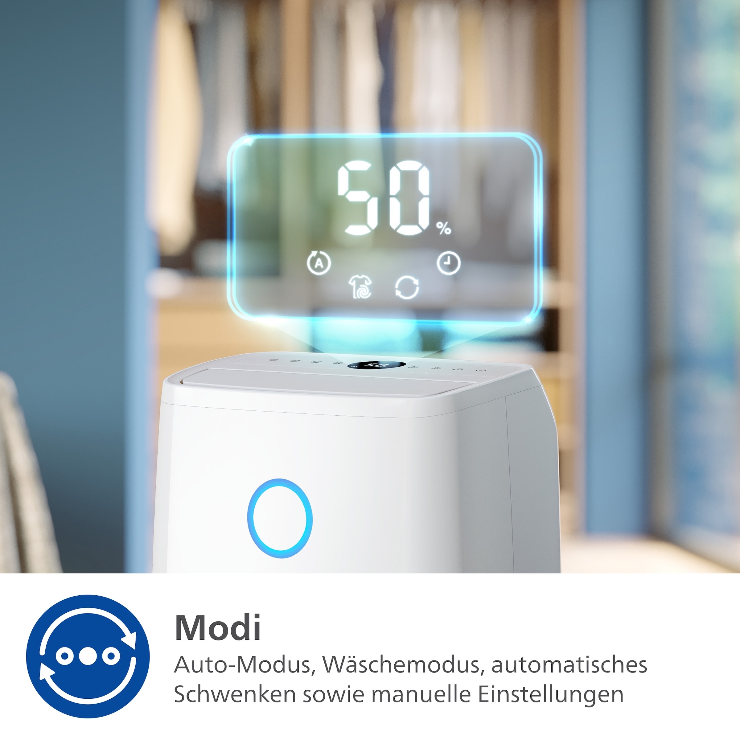 Philips Luftentfeuchter »DE3306/11 3000 Series, mit Wäschetrockner-Modus« für 150 m³ Räume Entfeuchtung 34,3 l/Tag Tank 4 l 360-Grad-Mobilität u. Aromatherapie-Zusatzoption