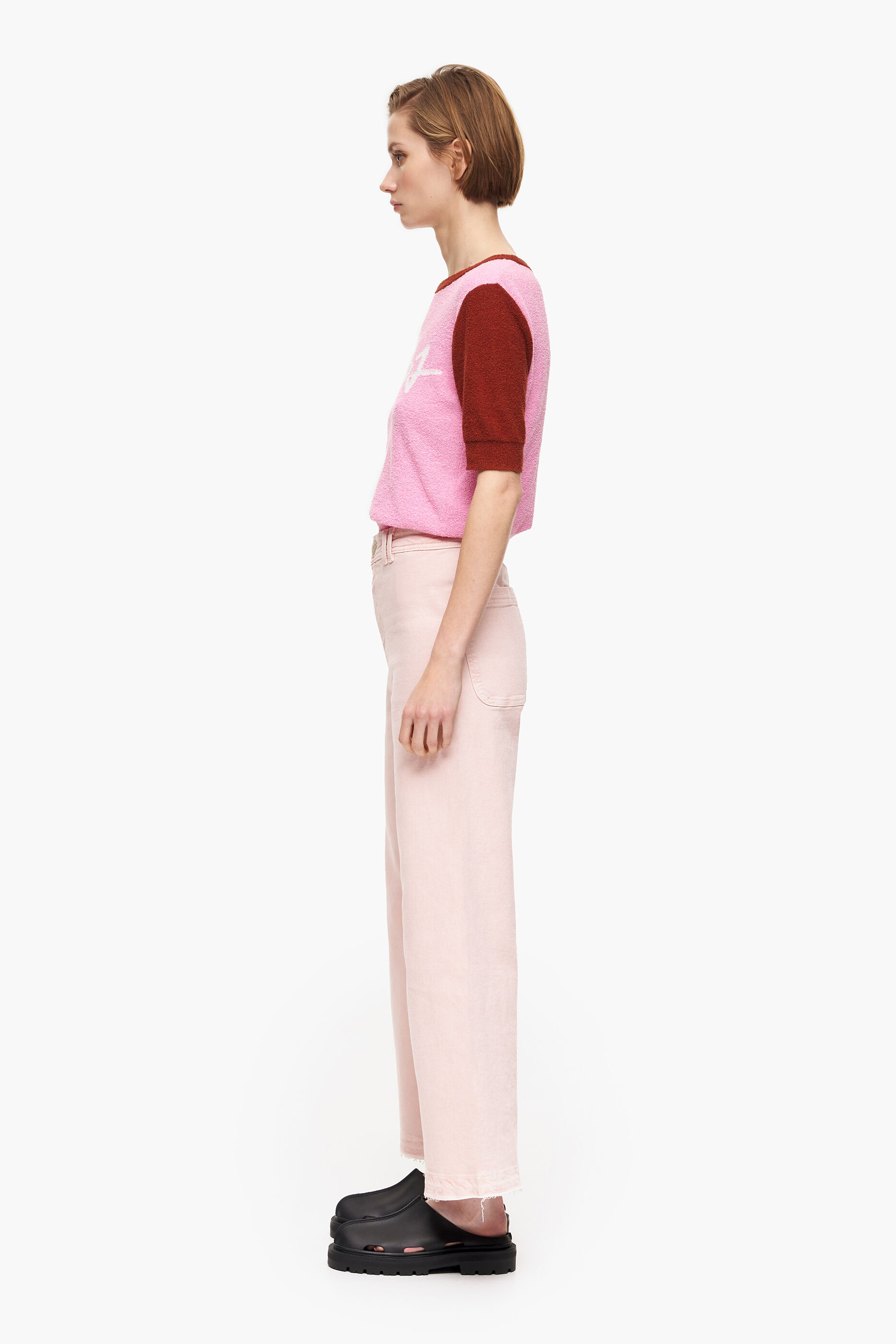 CULOTTE - Calça jeans rosa de cintura alta