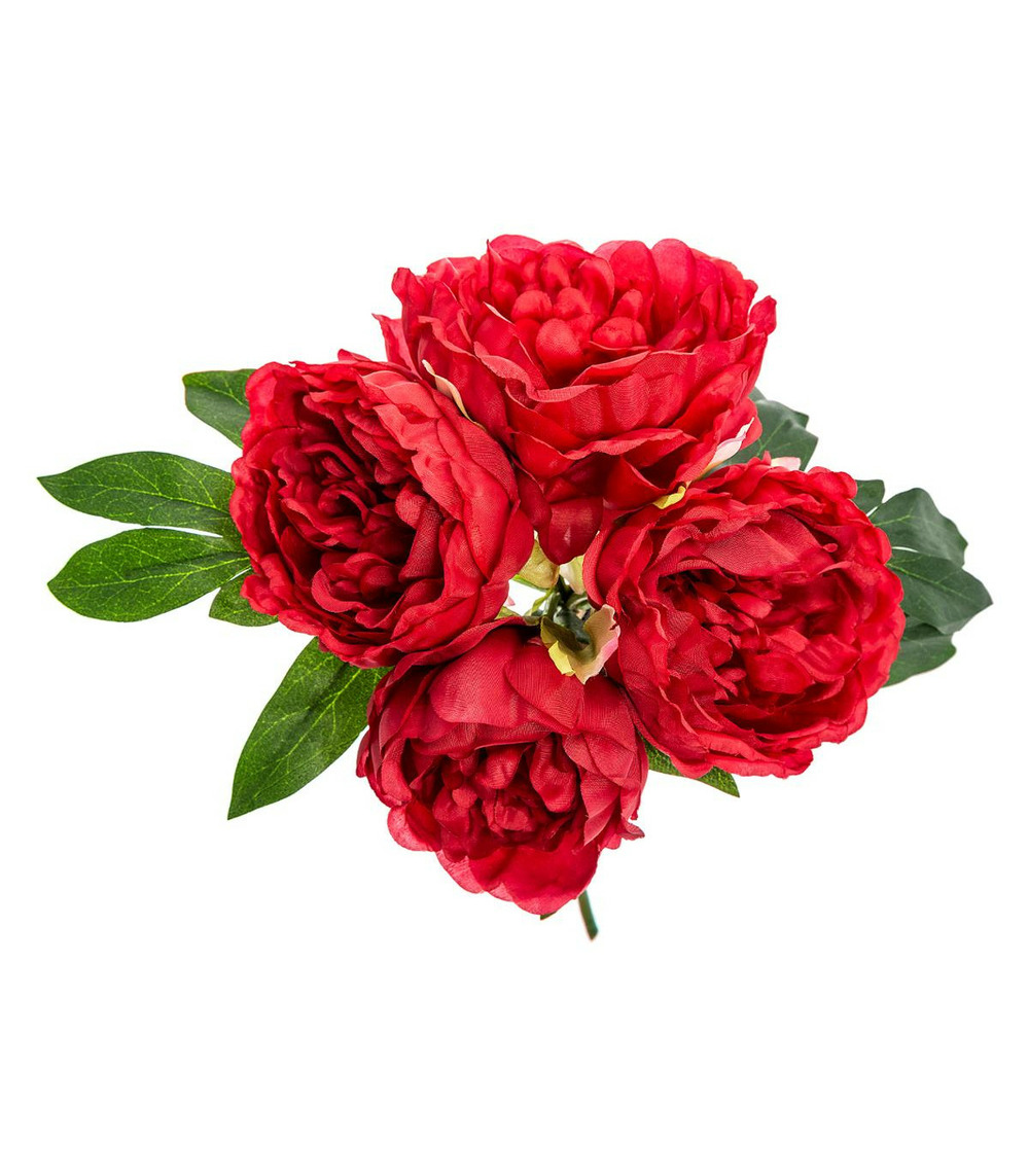 Bouquet de fleurs artificielles 4 pivoines prune d. 25 x h. 30 cm