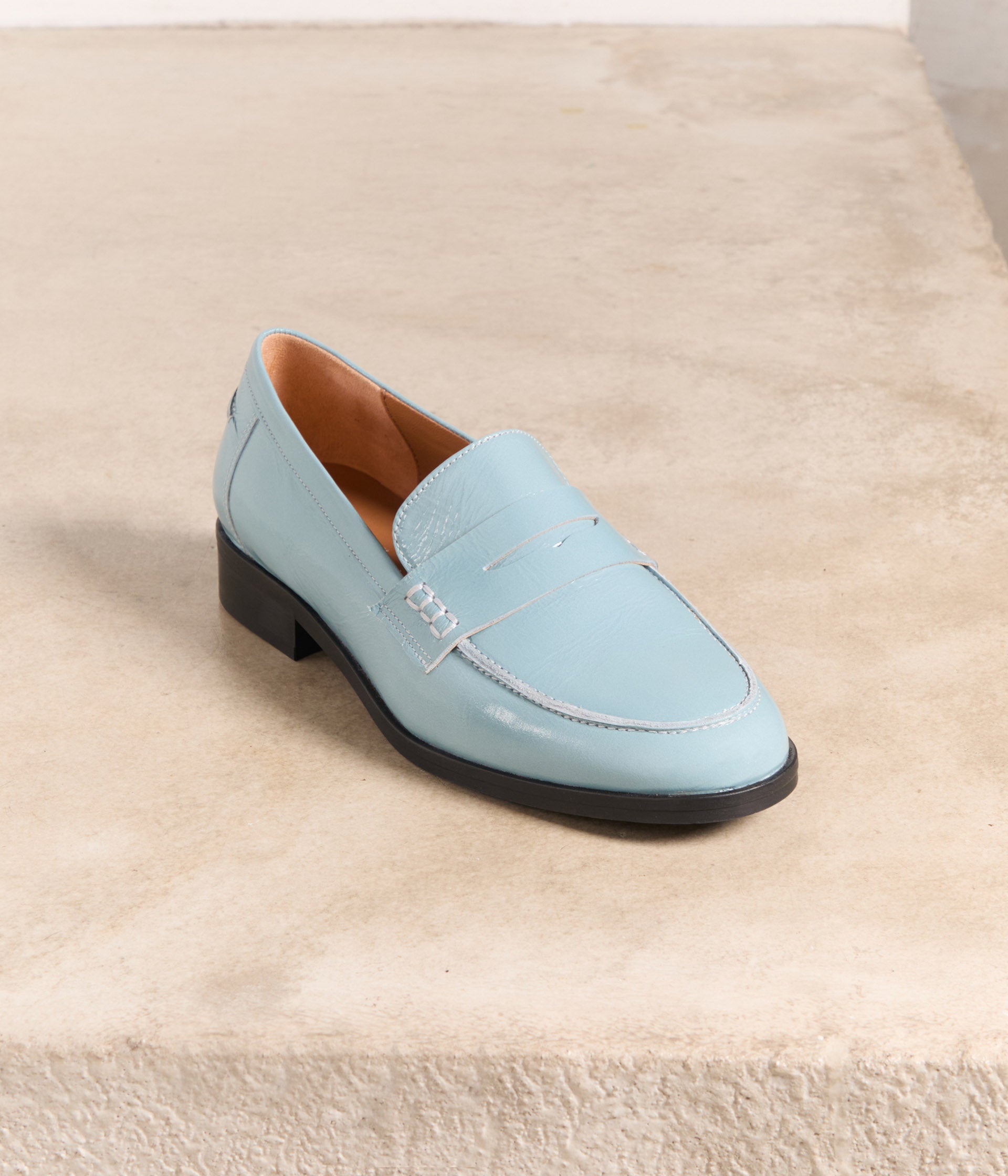 Mocassins cuir bleu Joséphine