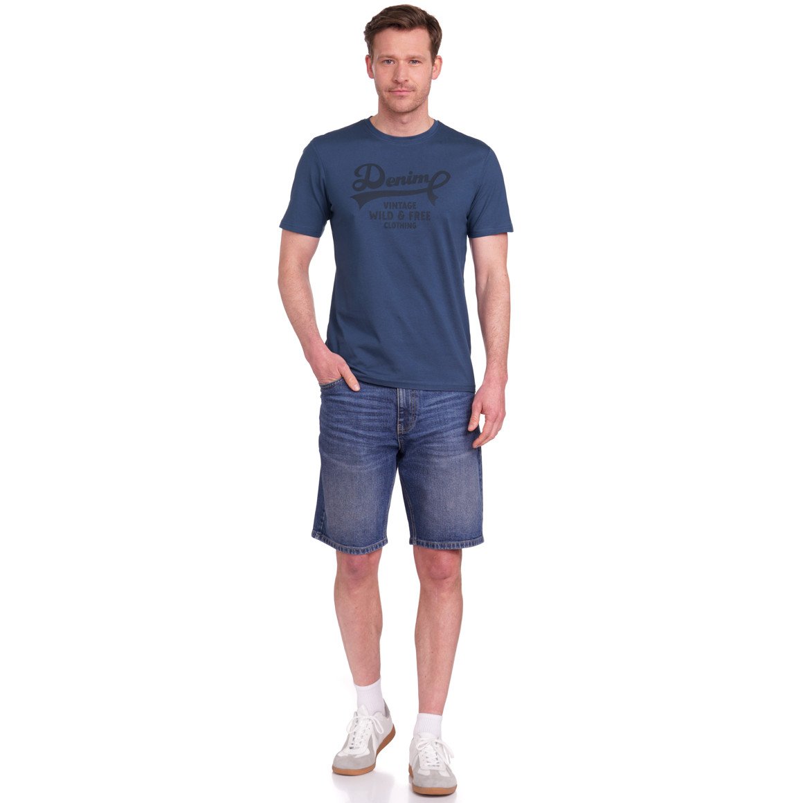 VanVaan Denim Herren T-Shirt mit Print dunkelblau