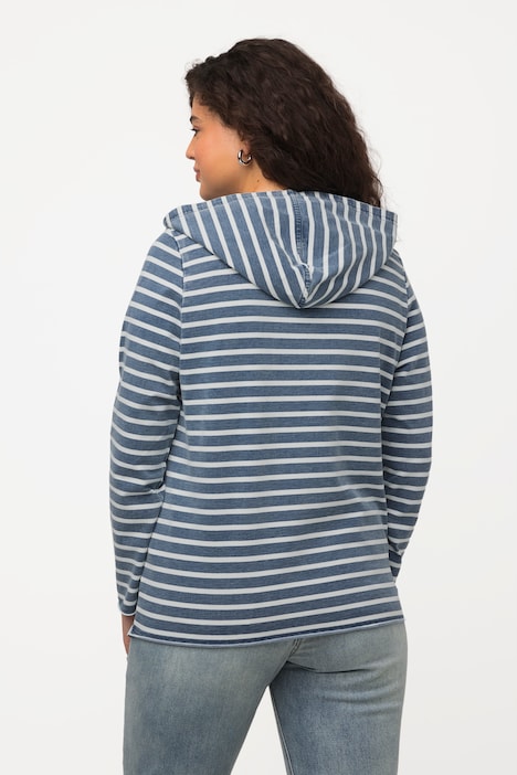 Hoodie, Streifen, Knebelknöpfe, Kapuze, Langarm