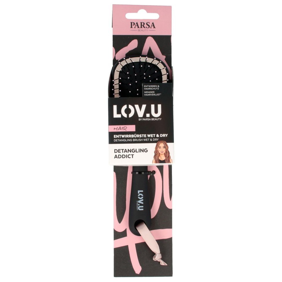 Parsa - LOV.U W&D Detangling Brush Mini Black - Hårbørste