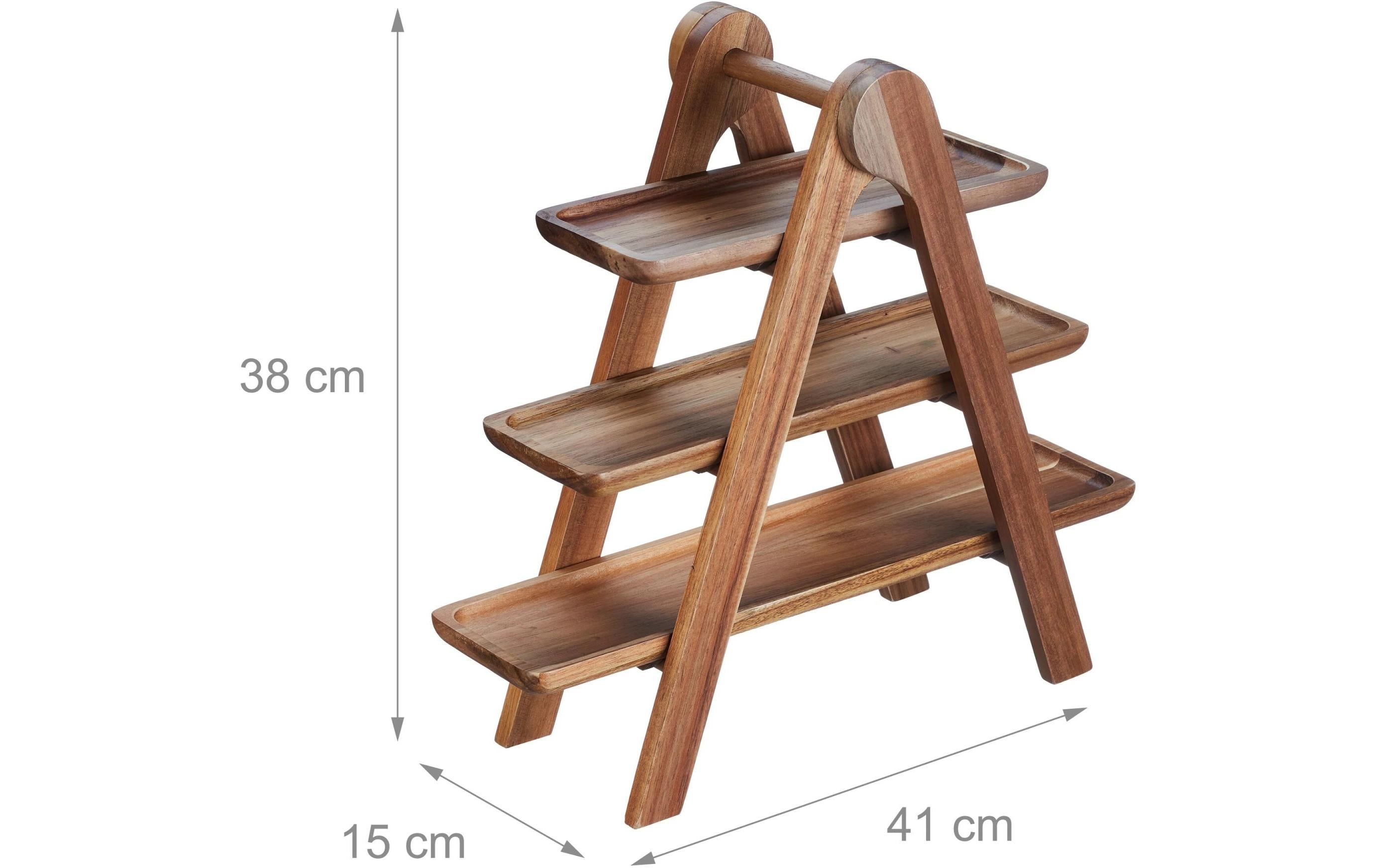 Etagere 3-stufig, BraunServierständer aus Akazienholz