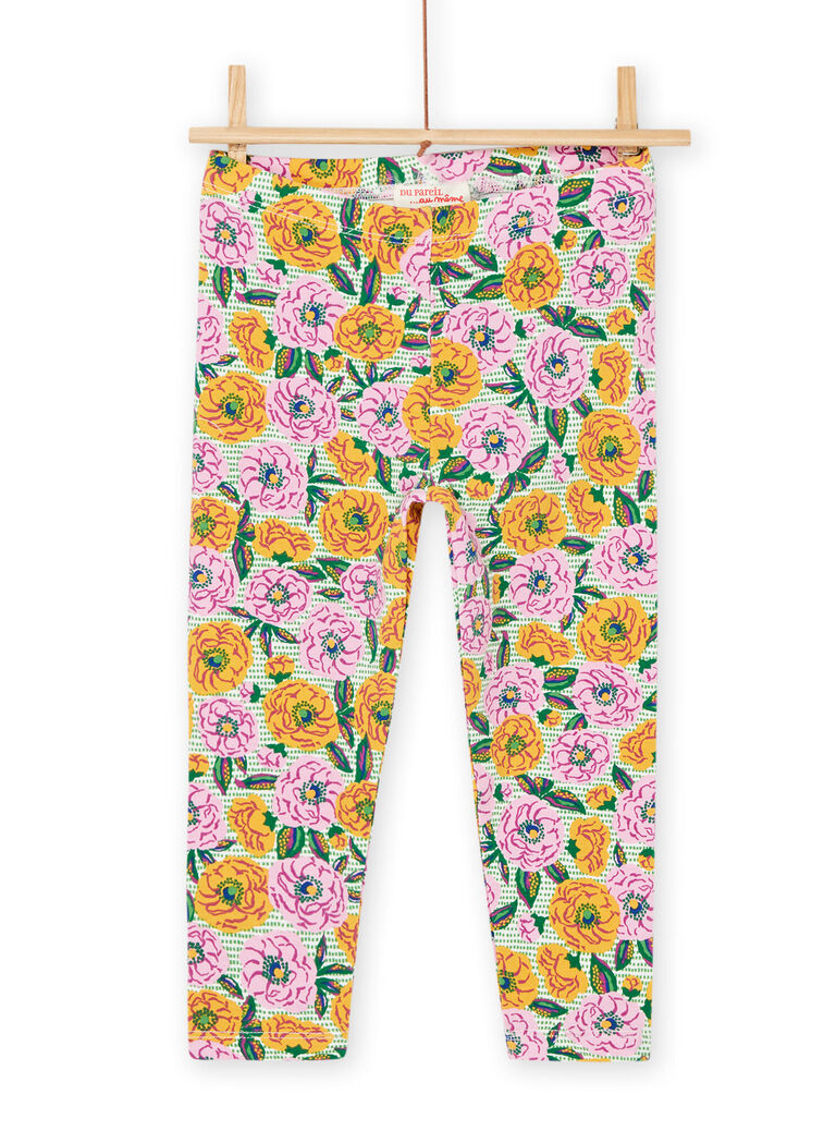 Legging vert et rose à imprimé fleuri