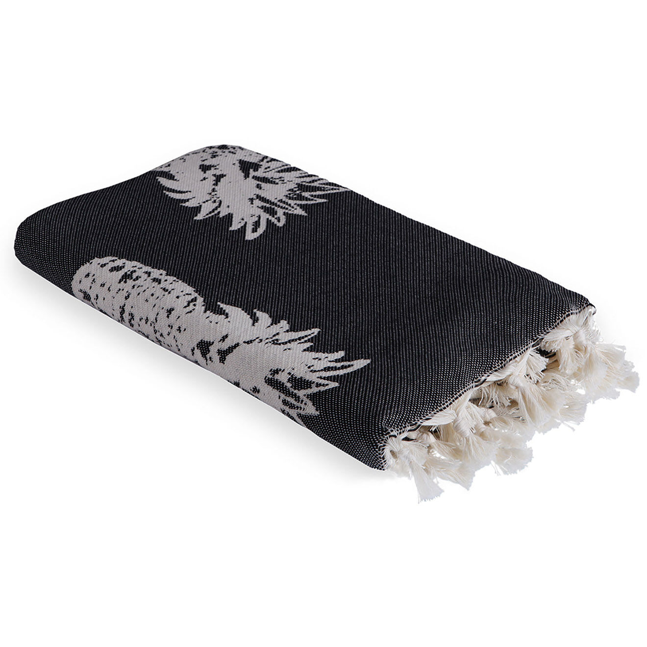 Febronie Fouta reversible Ananas noir - 100x200 cm