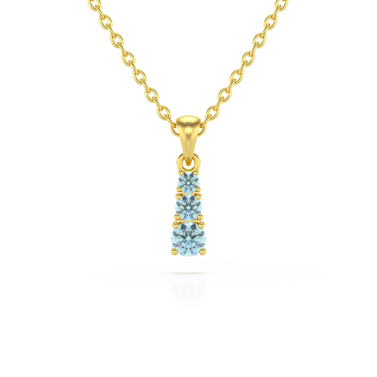 Collier Pendentif ADEN Or 585 Jaune Aigue-Marine Chaine Or 585 incluse 0.45grs