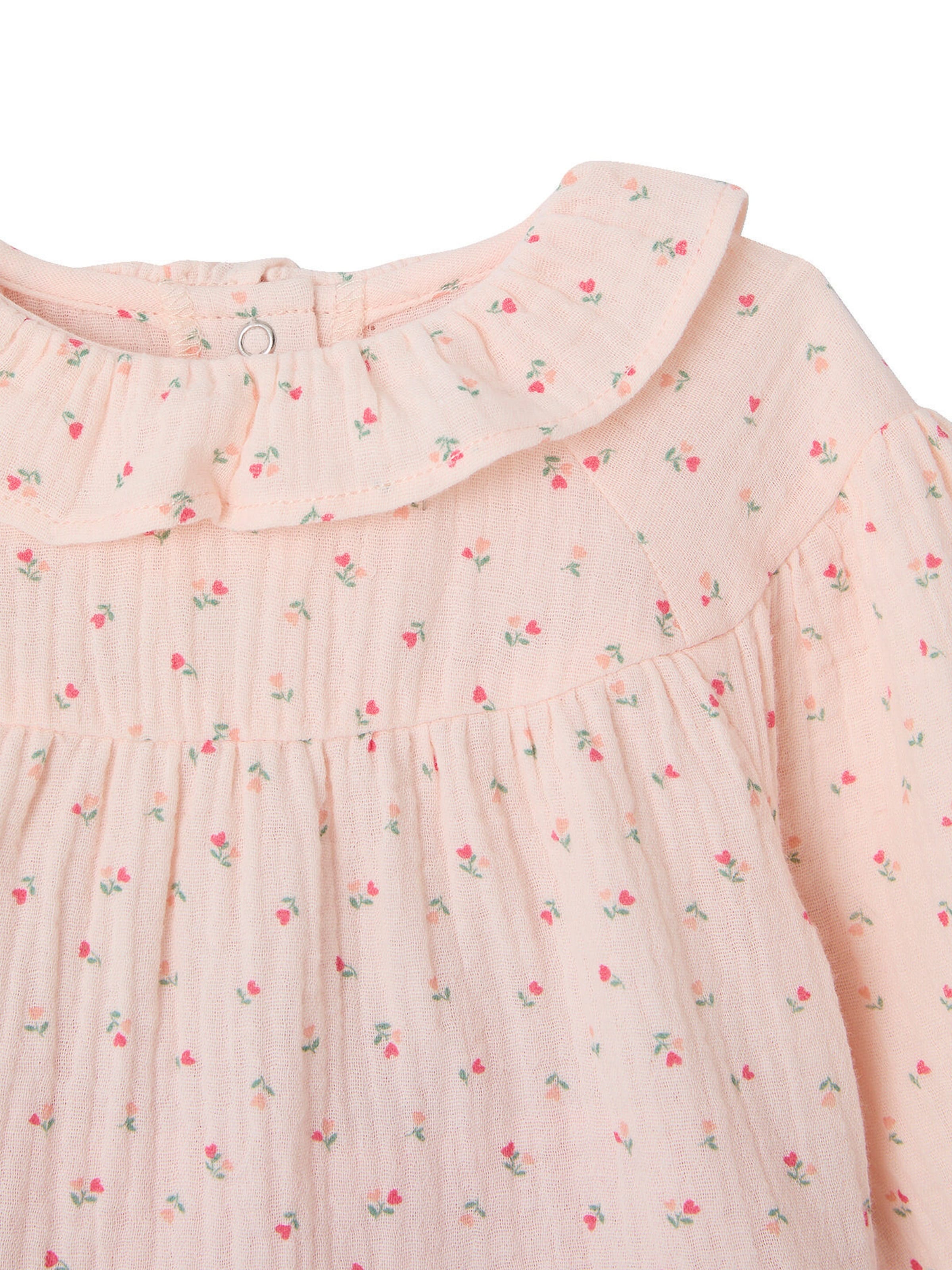 Vertbaudet Baby-Set mit Volants: Bluse & Haremshose, Musselin rosa