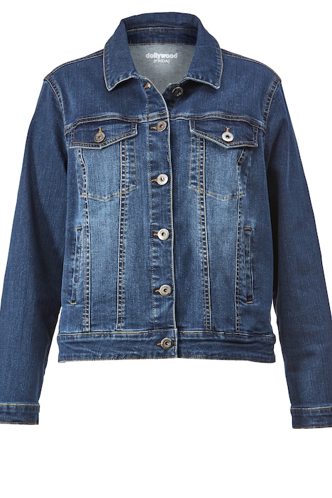 Jeansjacke, Hemdkragen, Knopfleiste, langer Arm