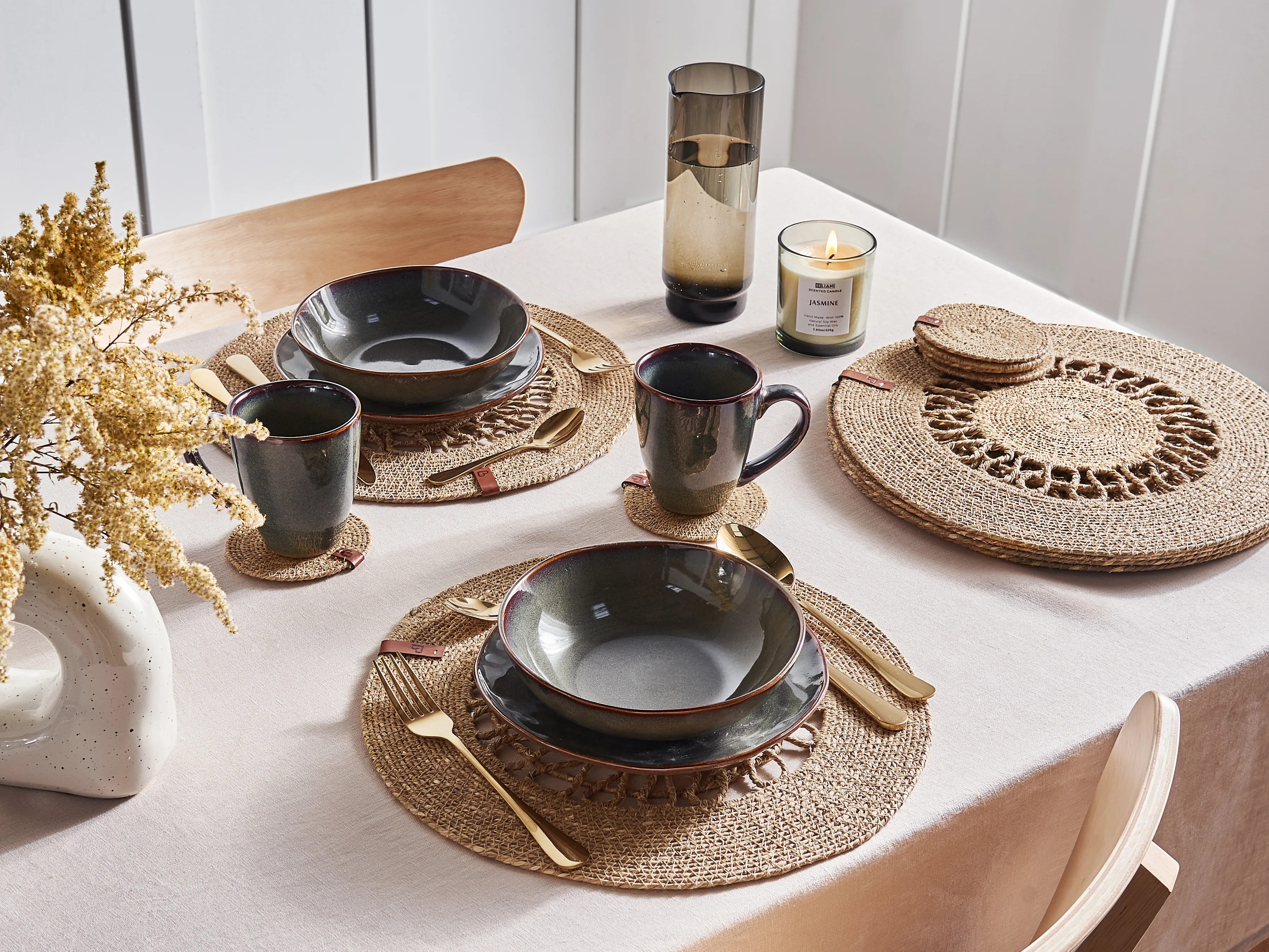 Placemats en onderzetters set PEPPERBERRY Natuurlijk Zeegras