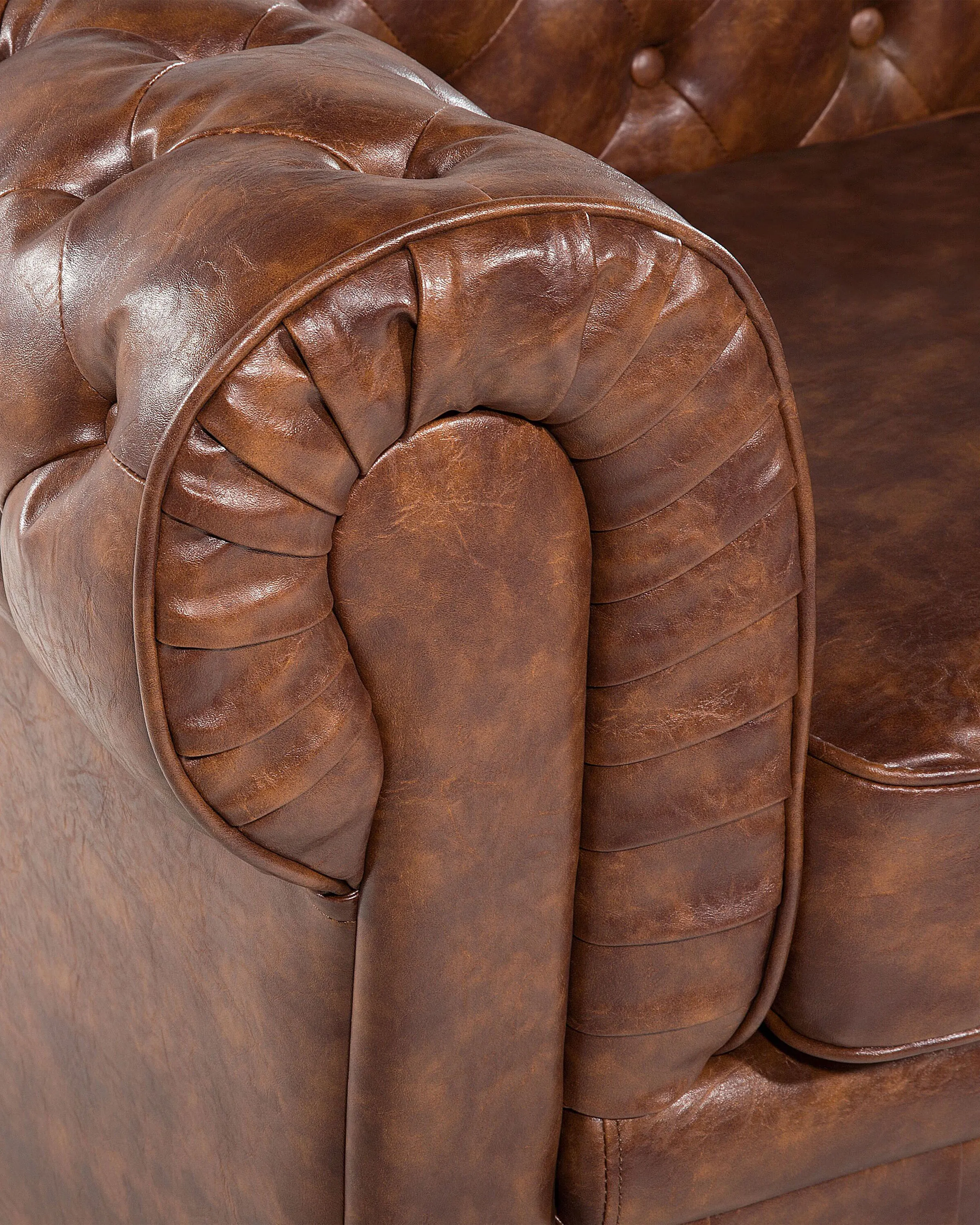 Fauteuil CHESTERFIELD Kunstleer Goudbruin