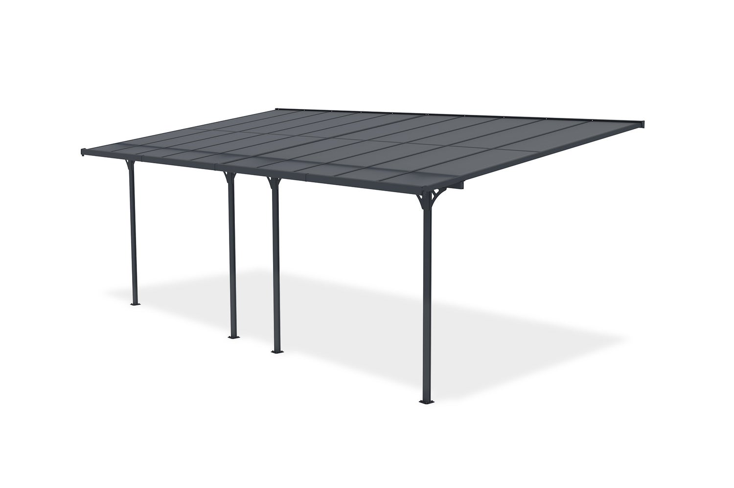 Aangebouwde pergola/carport 18m² KLEO 600L300 aluminiumgrijs