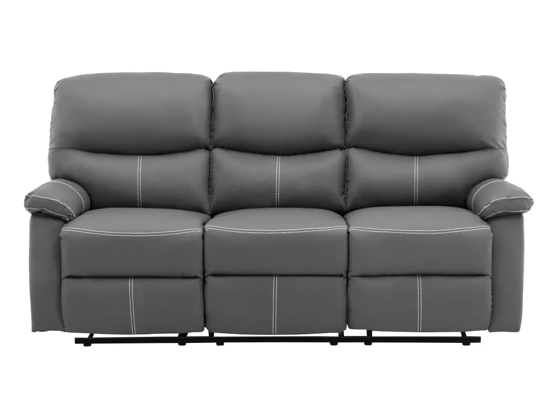 Canapé 3 places et un fauteuil relax en simili gris CANBY