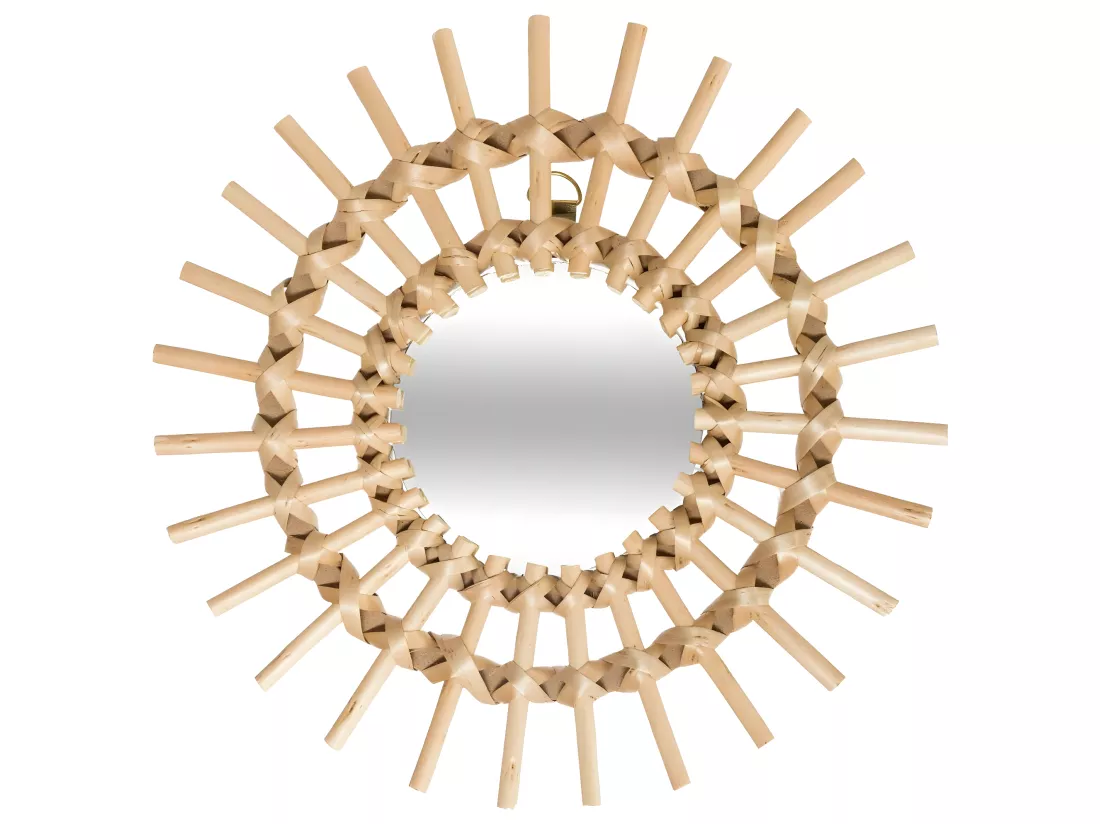 Lot de 3 Miroirs Soleil en Rotin D 28 cm