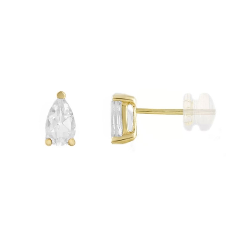 Boucles d'Oreilles Or Jaune et Zirconiums Goutte