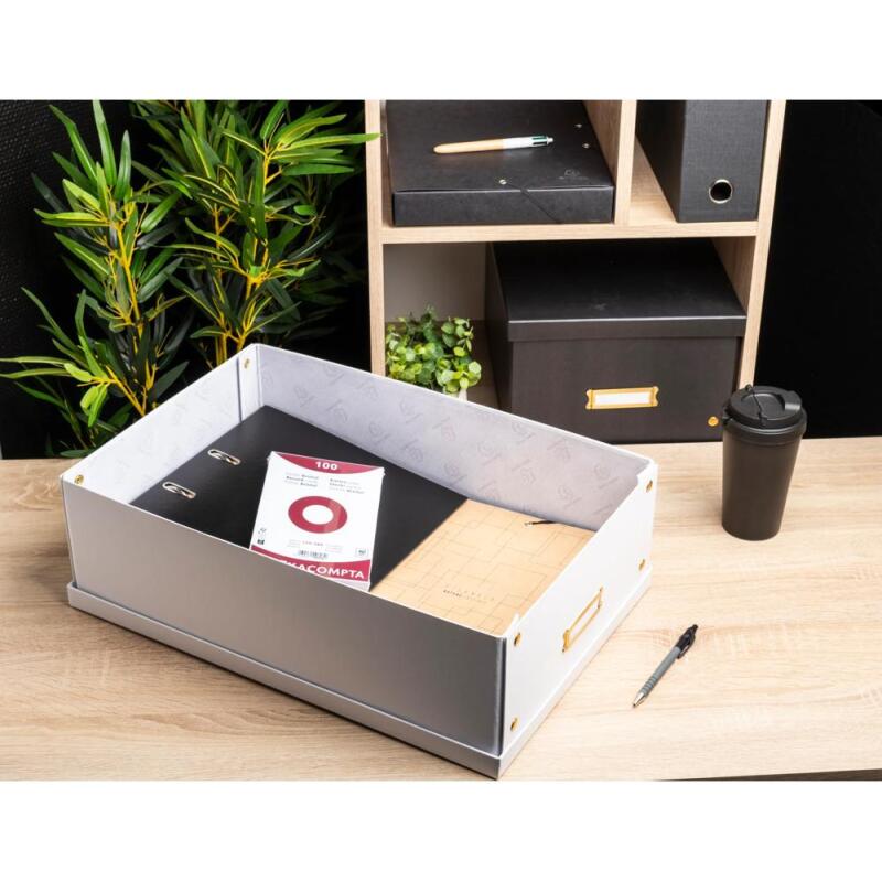 Boîte de rangement à plat carton 33x50x16cm Néo Déco - Blanc