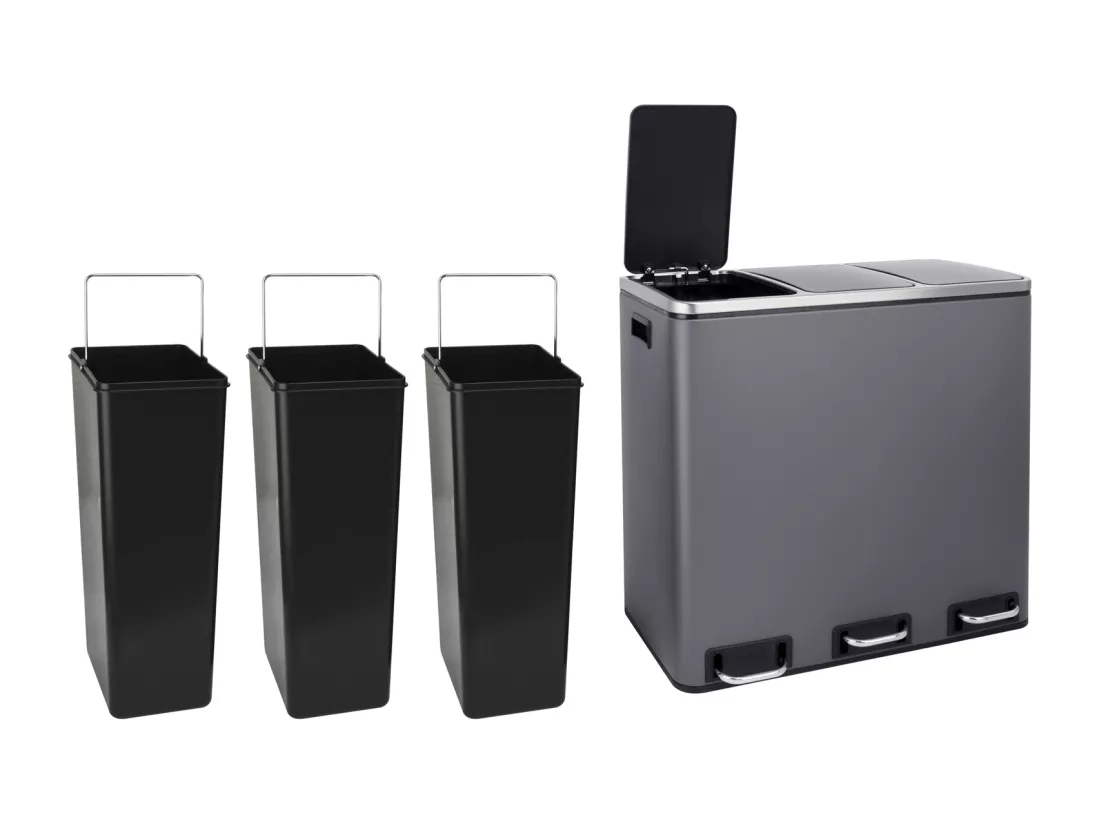 Poubelle à pédale 54L en inox