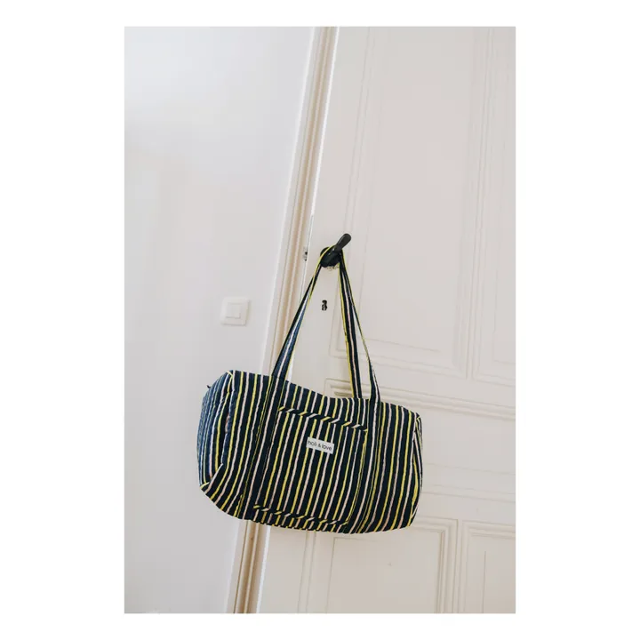 Holi & Love Sac Week-End Rayure Coton Bio | Noir