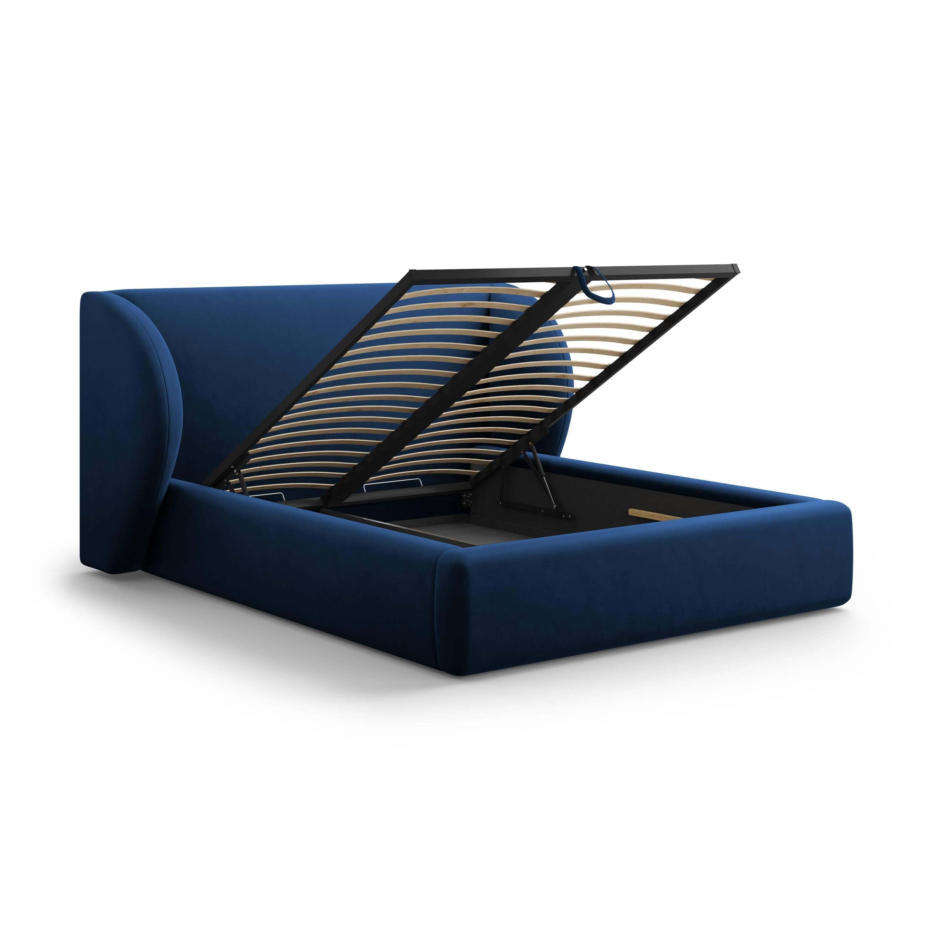 Micadoni Bedframe Miley met Opbergruimte - 140 x 200 cm - Fluweel - Koningsblauw