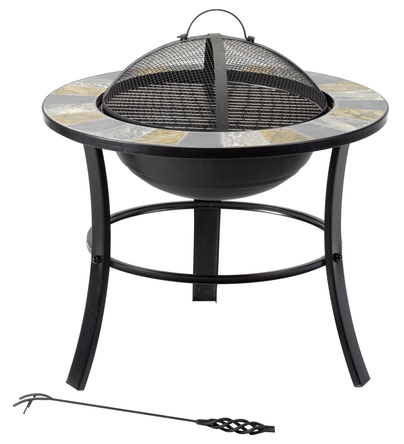 Feuerstelle Stonegate mit stilvollem Schiefer-Mosaik-Finish