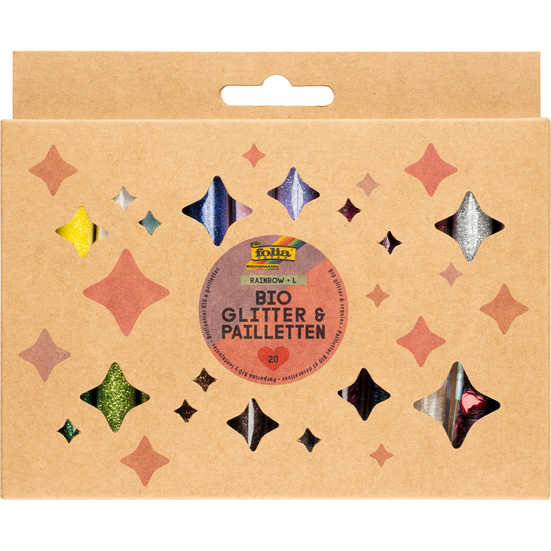 Folia BIO Glitter & Pailletten Set, Rainbow L, assortiert