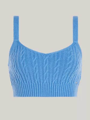 Top cropped de tricô