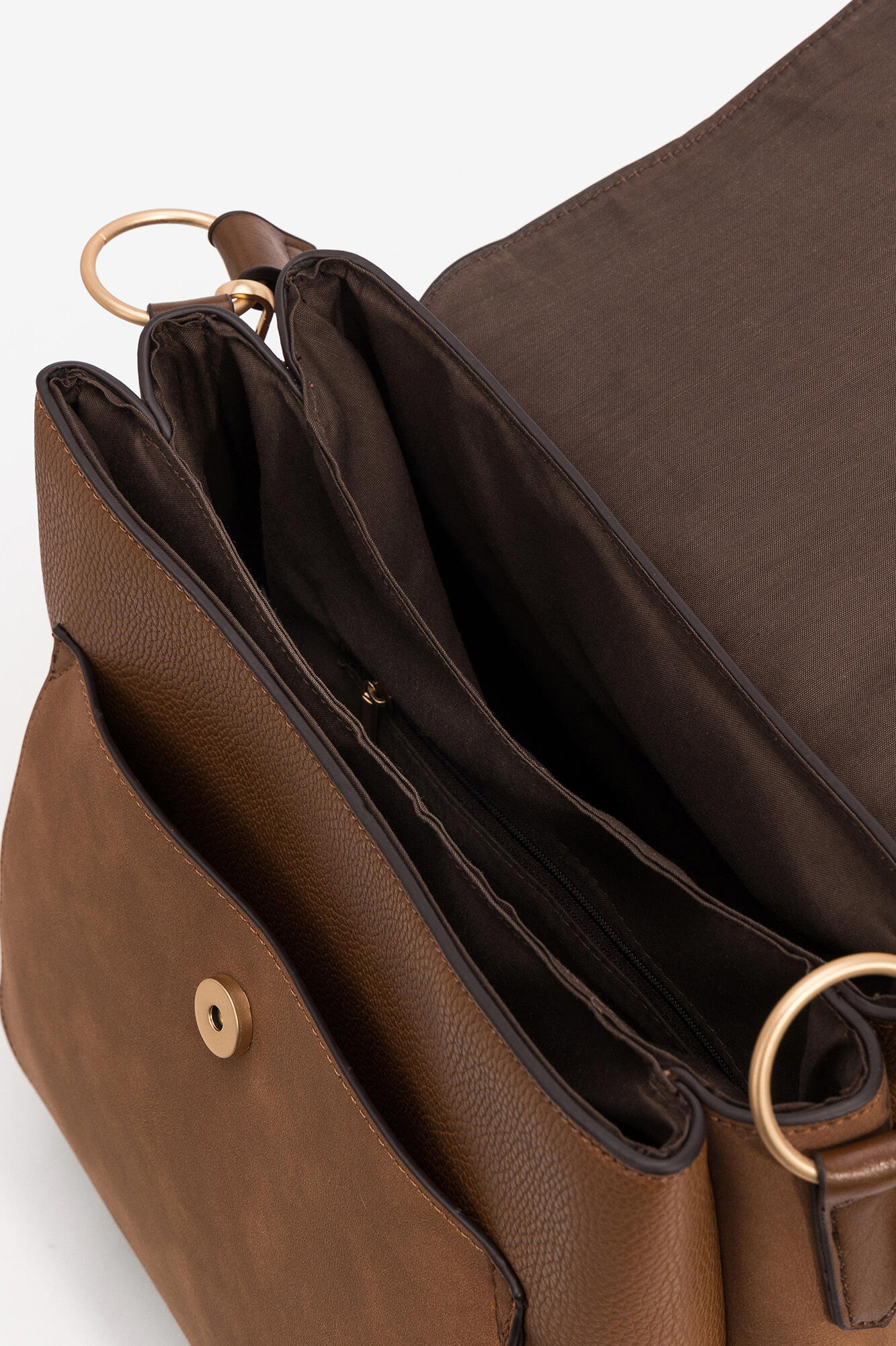 Bolsa de ombro combinada - Marrom escuro