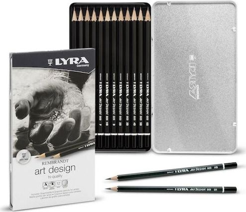 Art Design - Grafietstiften - Assortiment van 12 - Metalen Doos
