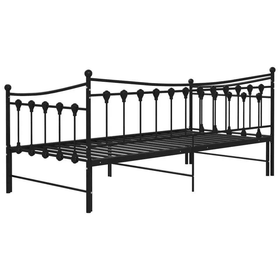 vidaXL - Onderschuifbedbank - Zwart - Metaal - 90x200 cm