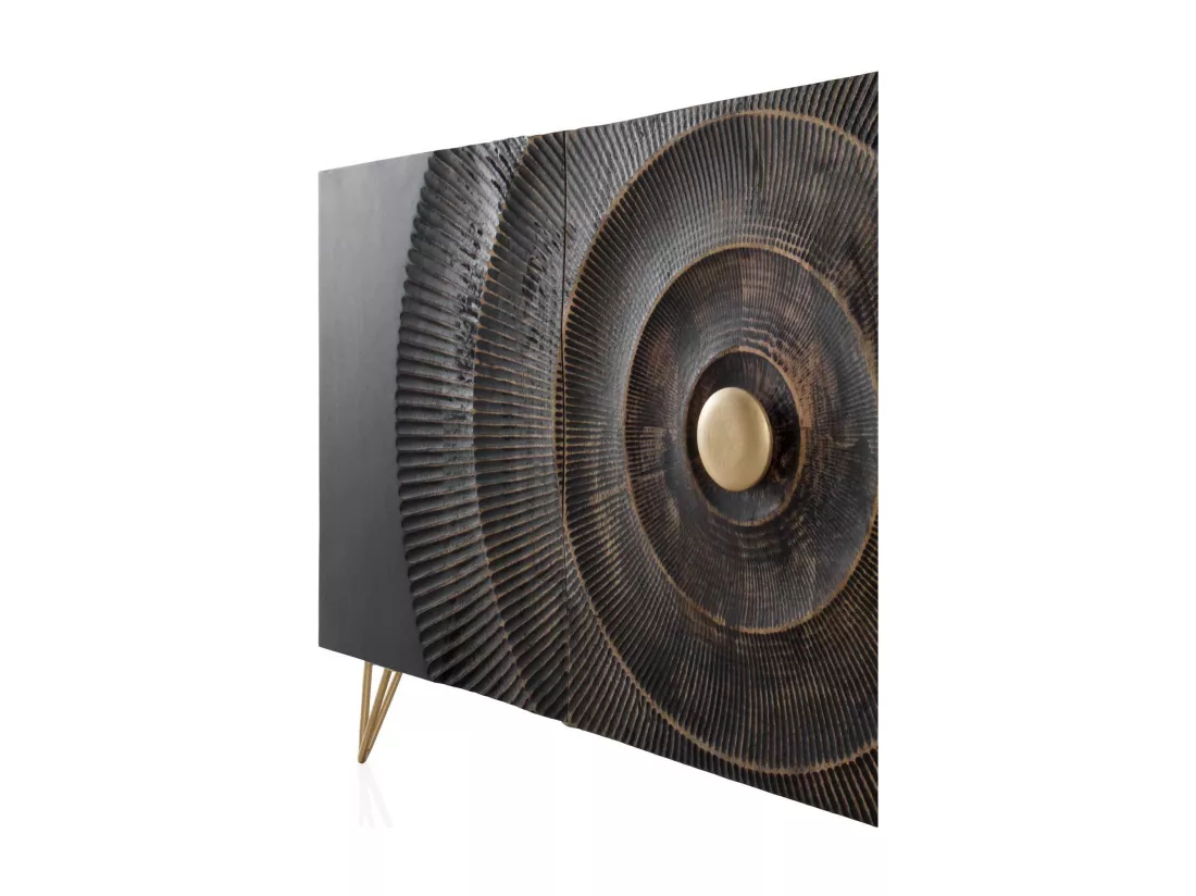 Buffet en bois de manguier et panneaux de fibres, noir
