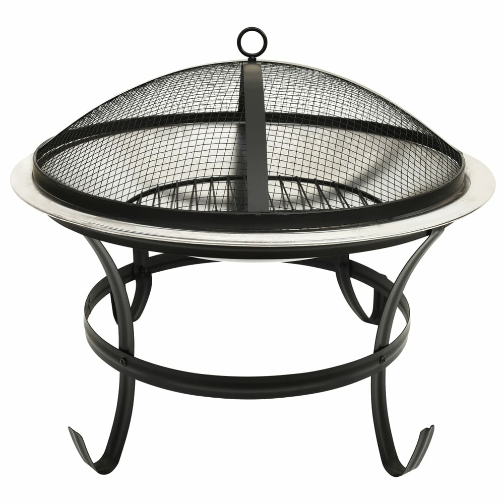 Foyer et barbecue avec tisonnier 2 en 1 56x56x49 cm inox