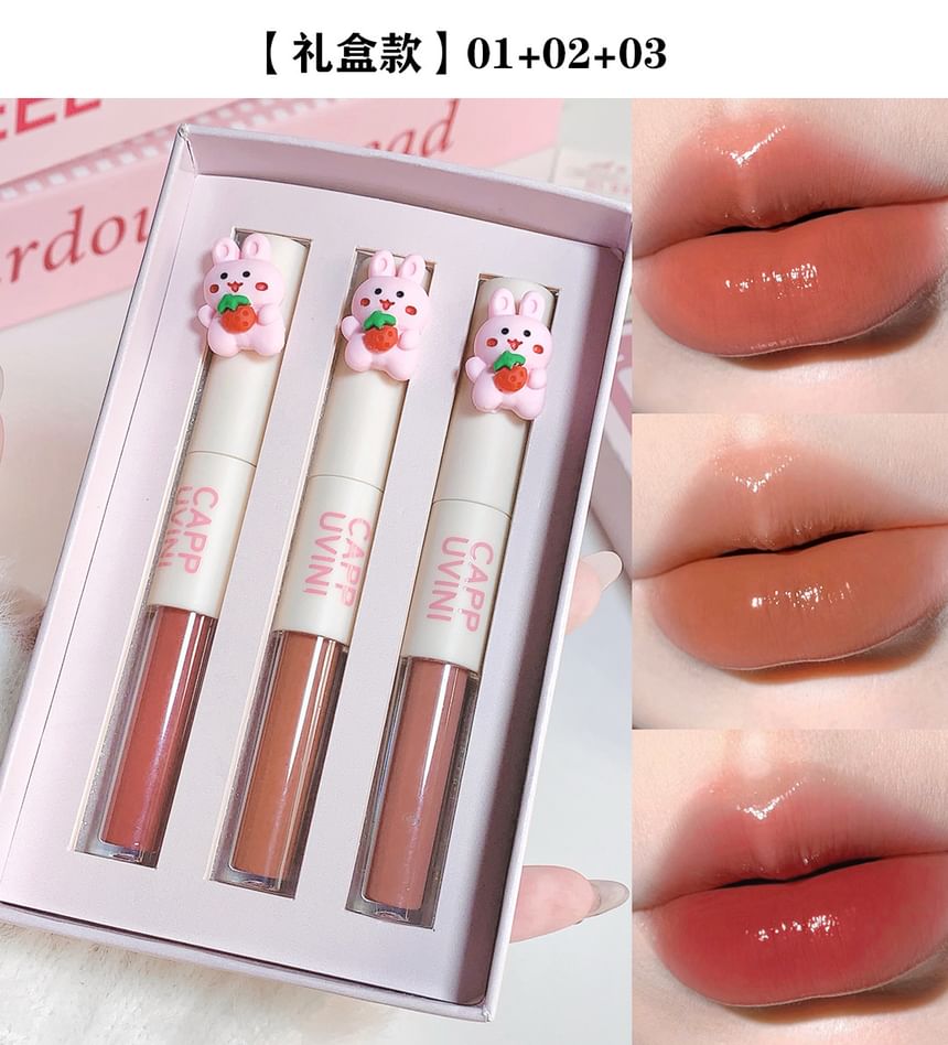 Cappuvini - Bunny Dual-Ended Lip Glaze / Set - 3 kleuren