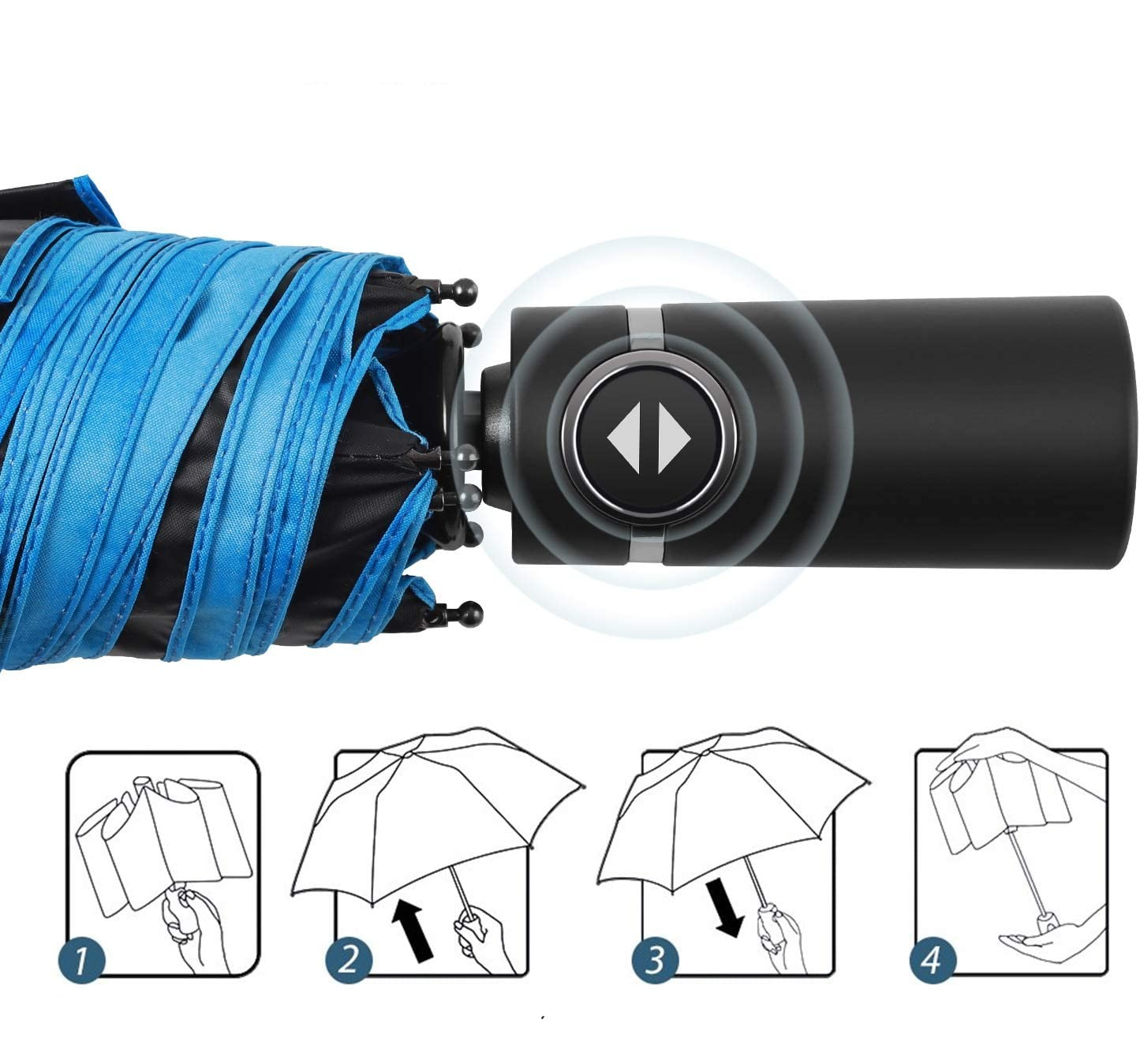 (Ø100cm) Kompakter Mini Regenschirm Sonnenschutz Taschenschirm mit Automatischer Selbstöffnung   Handschlaufe - Himmel