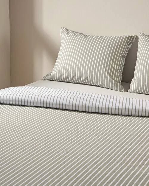 housse de couette en coton doux 200x200/220 rayée vert