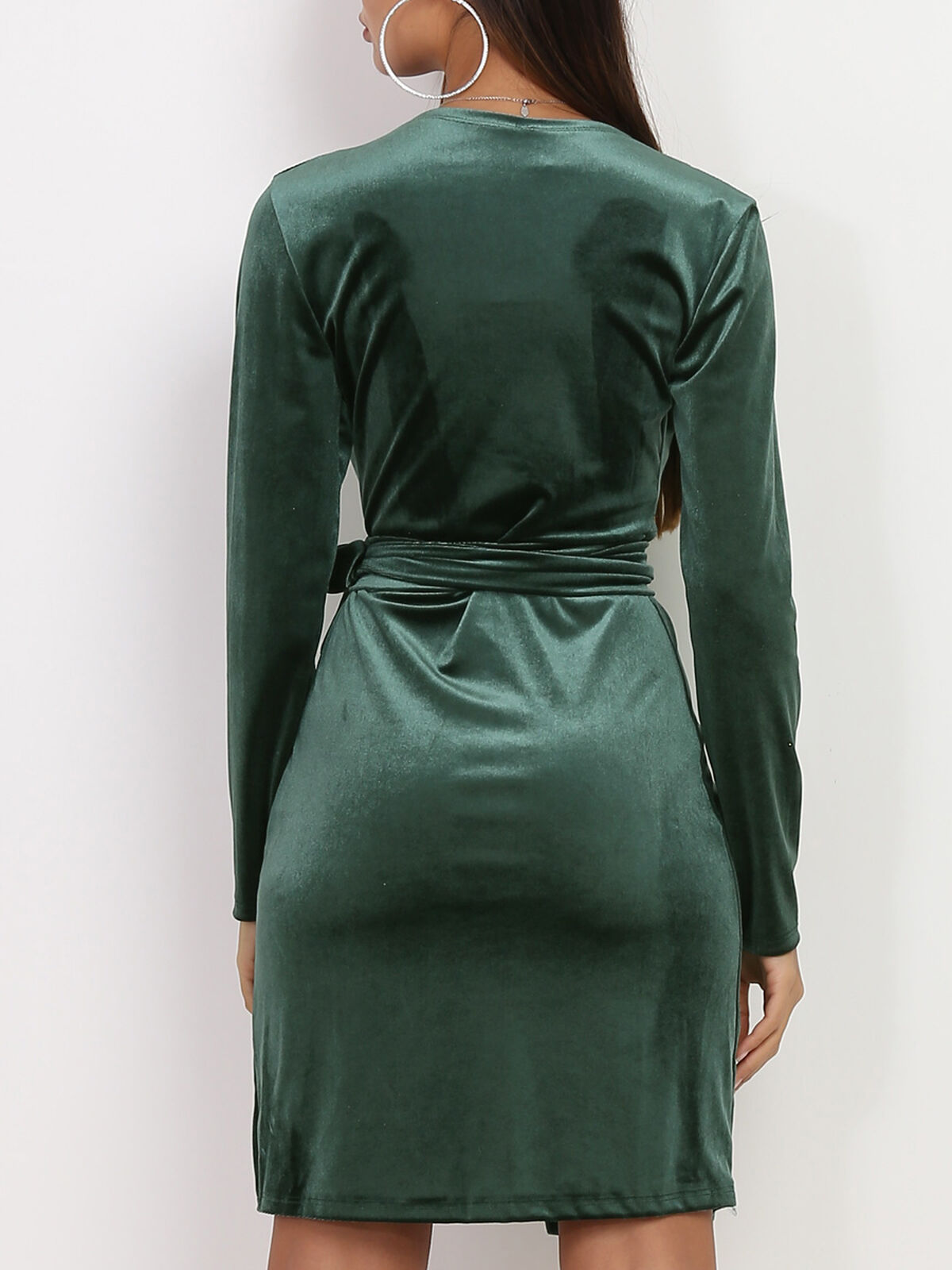 Robe portefeuille en velours- Vert